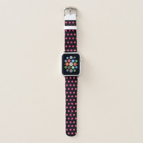 Polka Dot Apple Watch Band Black  Neon Pink