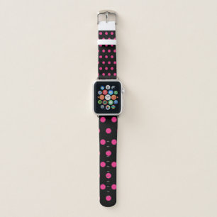 Polka Dot Apple Watch Band (Black & Neon Pink)