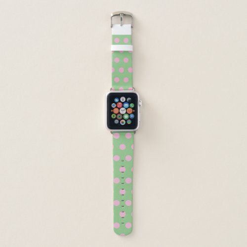 Polka Dot Apple Watch Band Sage Green  Pink