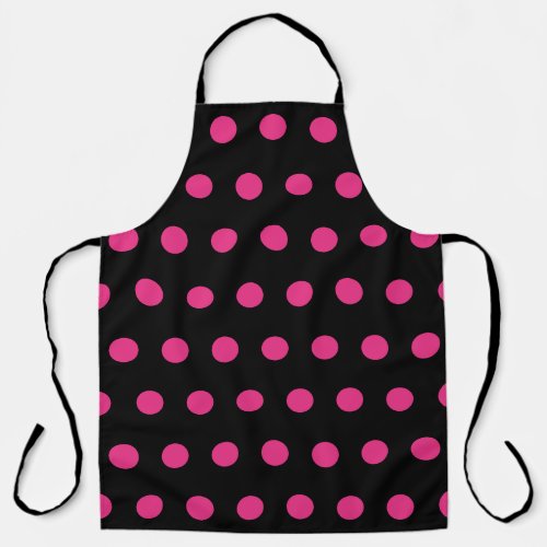 Polka Dot Apron Black  Neon Pink