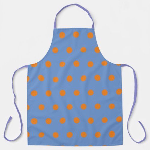 Polka Dot Apron Denim Blue  Orange