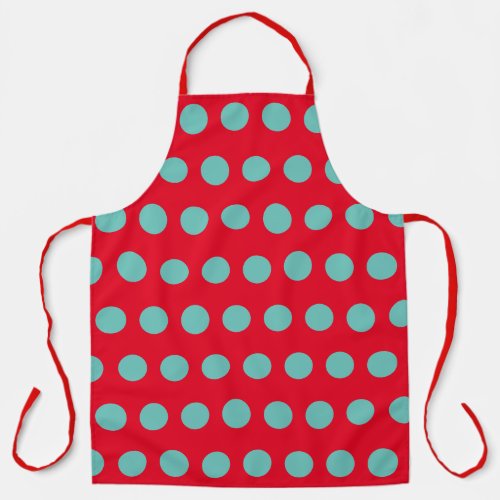 Polka Dot Apron Red  Aqua