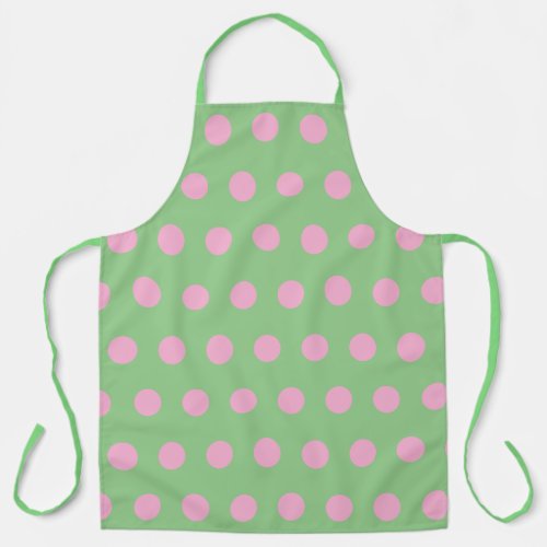 Polka Dot Apron Sage Green  Pastel Pink