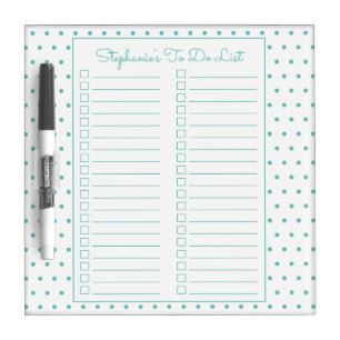 Polka Dot Aqua Two Column Checklist Dry Erase Board
