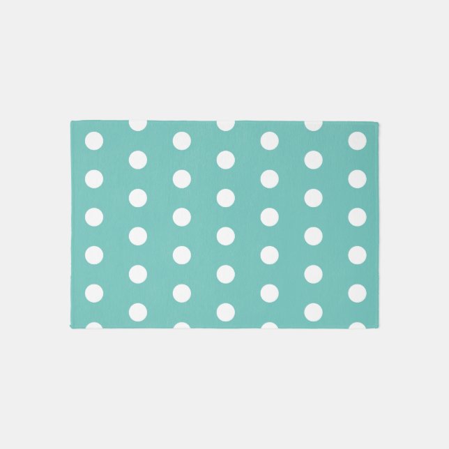 Polka Dot Area Rug (Aqua & White) (Front)