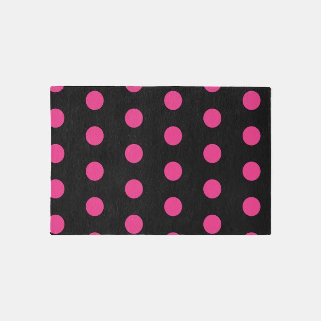 Polka Dot Area Rug (Black & Neon Pink) (Front)