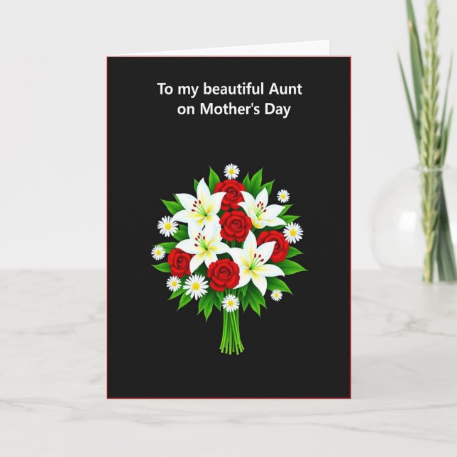 Polka Dot Aunt Floral Day Card (Front)