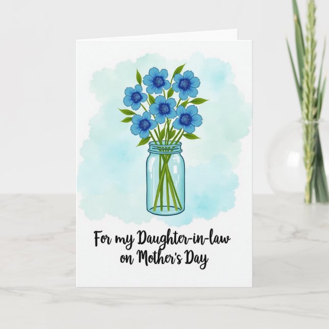 Polka Dot Azure Flower Card (Front)
