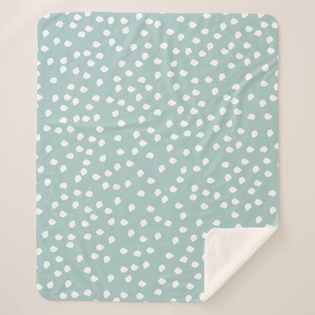 Polka Dot baby Aqua and White Sherpa Blanket (Front)