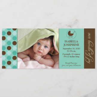 Polka Dot Baby Birth Announcement (aqua blue)