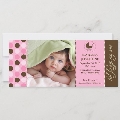 Polka Dot Baby Birth Announcement (pink)
