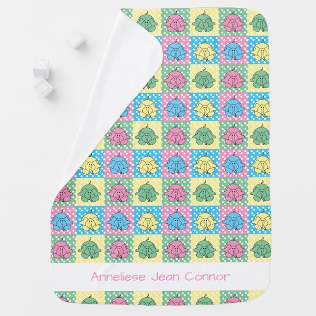 Polka Dot Baby Elephant Pattern Blanket (In Situ)