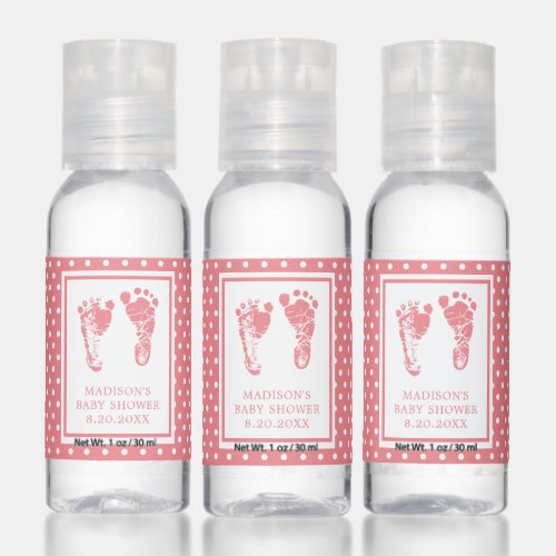 Polka Dot Baby Feet Cute Baby Shower Favor Hand Sanitizer
