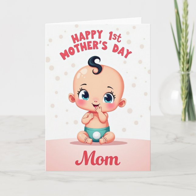 Polka Dot Baby First Card (Front)