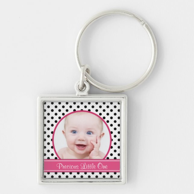 Polka Dot Baby Photo Template Keychain (Front)