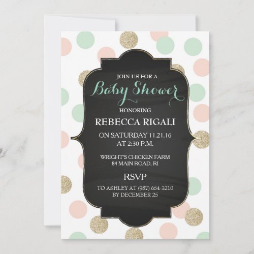 Polka Dot Baby Shower  Gender Neutral Invitation