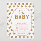 Polka Dot Baby Shower Invitation - Pink and Gold (Front/Back)