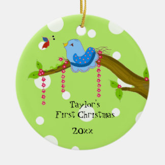 Polka Dot Baby's First Christmas Ceramic Ornament