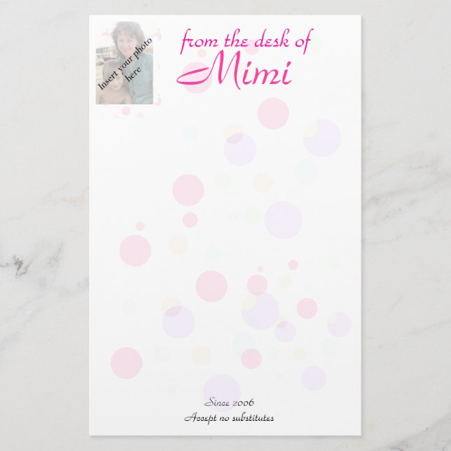 Polka dot background from the desk of Mimi Stationery (Front)