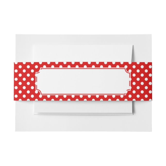 Polka dot background invitation belly band (Front Example)