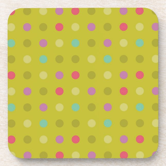 Polka-dot background pattern drink coaster (Front)
