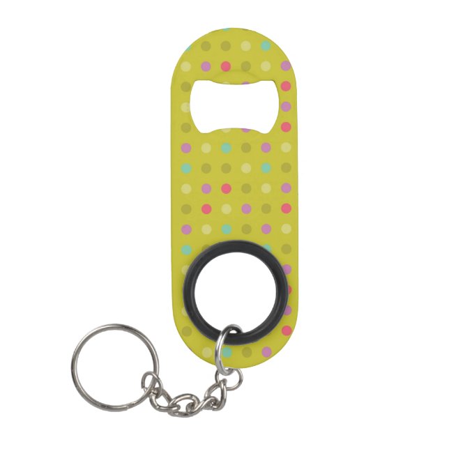 Polka-dot background pattern keychain bottle opener (Front)