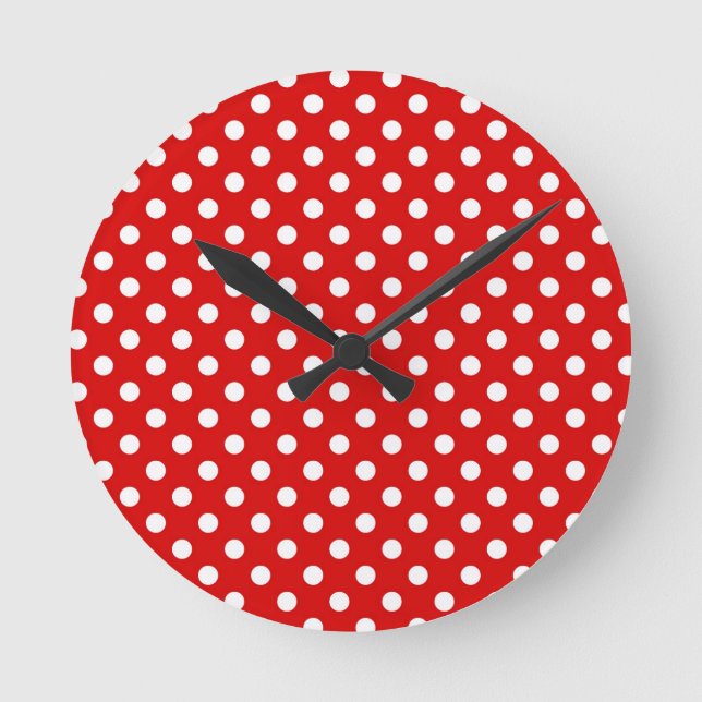Polka dot background round clock (Front)