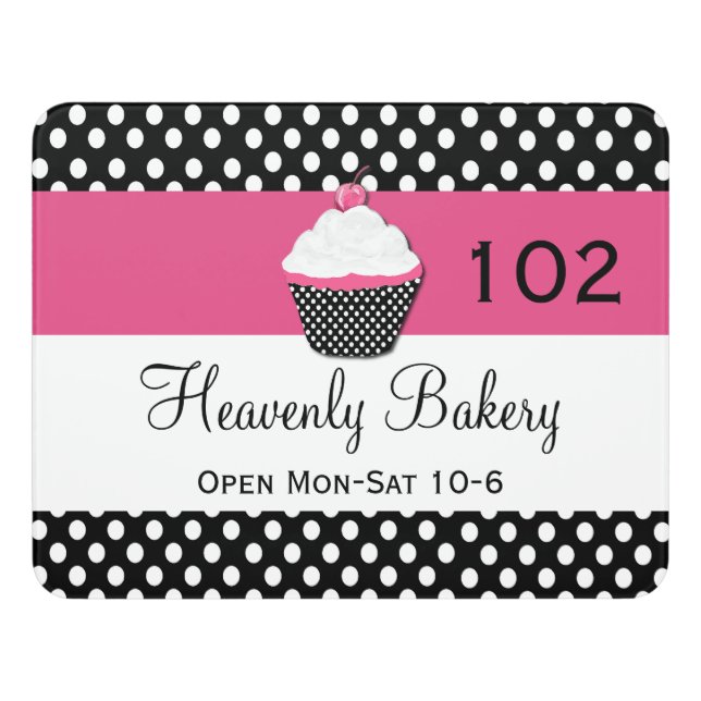 Polka Dot Bakery Acrylic Door Plaque Sign (Contemporary Front)