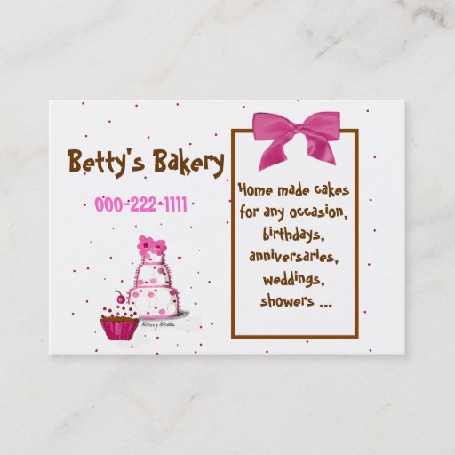Customizable Polka Dot Bakery Business Card