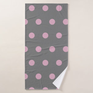 Polka Dot Bath Towel (Dark Gray & Soft Pink)