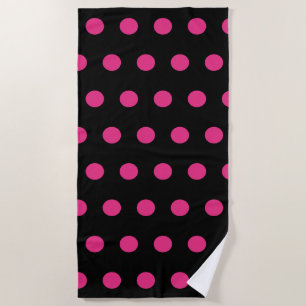Polka Dot Beach Towel (Black & Neon Pink)