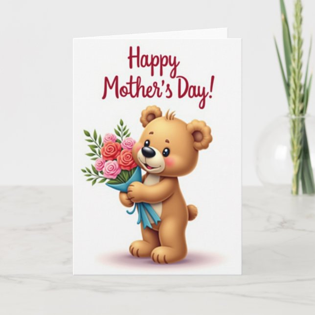 Polka Dot Bear Bouquet Card (Front)