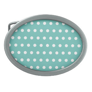 Polka Dot Belt Buckle (Aqua & White)