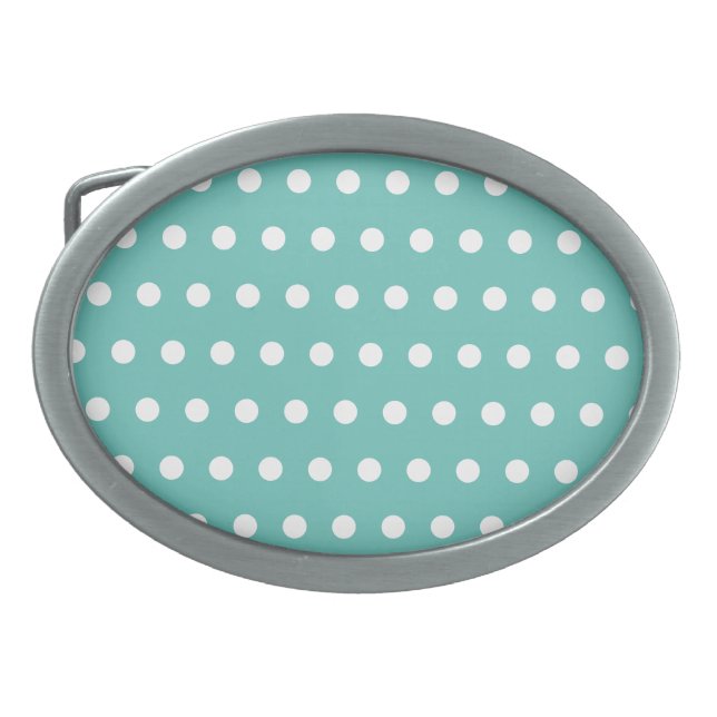 Polka Dot Belt Buckle (Aqua & White) (Front)
