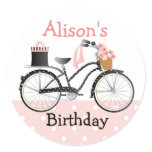Polka Dot Bicycle Classic Round Sticker