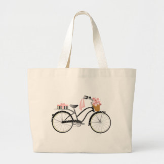 Polka Dot Bike Large Tote Bag
