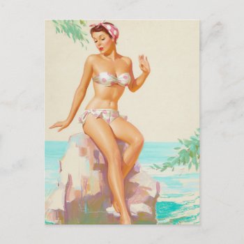 Polka Dot Bikini Pin Up Art Postcard by Pin_Up_Art at Zazzle