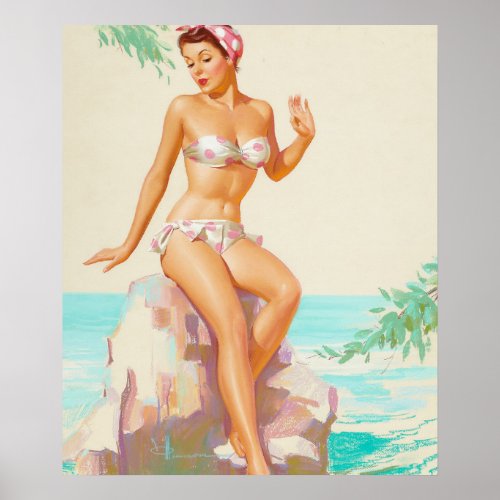 Polka Dot Bikini Pin Up Art Poster