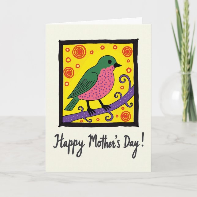 Polka Dot Bird Friend Card (Front)