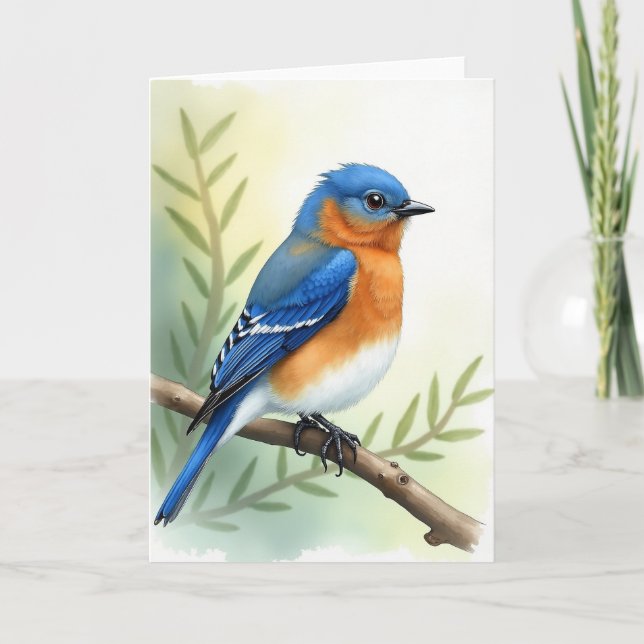 Polka Dot Bird Scene Card (Front)
