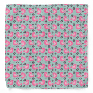 Polka Dot Birds and Flowers Bandana