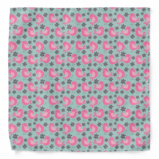 Polka Dot Birds and Flowers Bandana (Front)