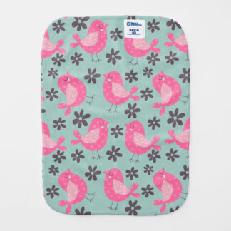 Polka Dot Birds and Flowers Burp Cloth