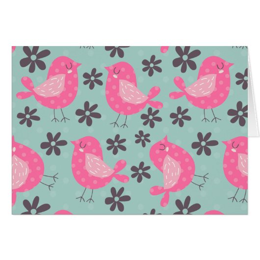 Polka Dot Birds and Flowers Cards (Front Horizontal)
