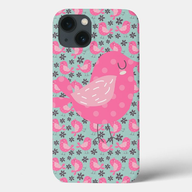 Polka Dot Birds and Flowers Case-Mate iPhone Case (Back)