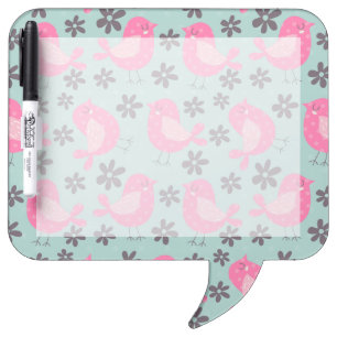Polka Dot Birds and Flowers Dry Erase Board