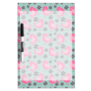 Polka Dot Birds and Flowers Dry-Erase Board