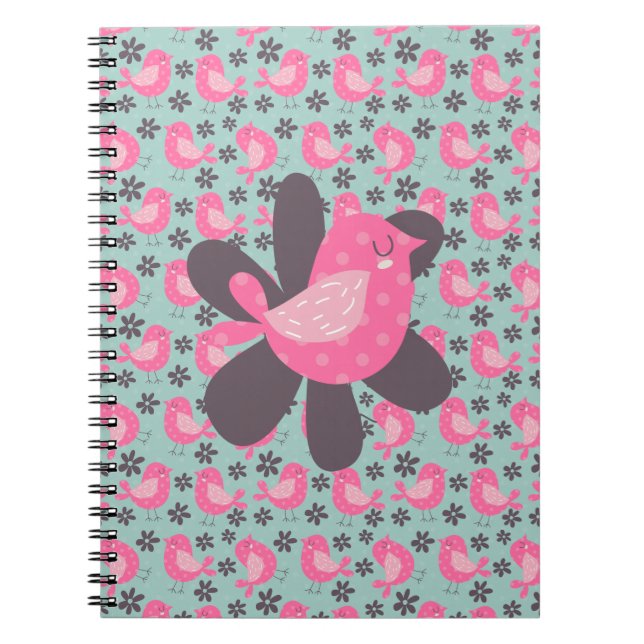 Polka Dot Birds and Flowers Notebook (Front)