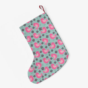 Polka Dot Birds and Flowers Small Christmas Stocking