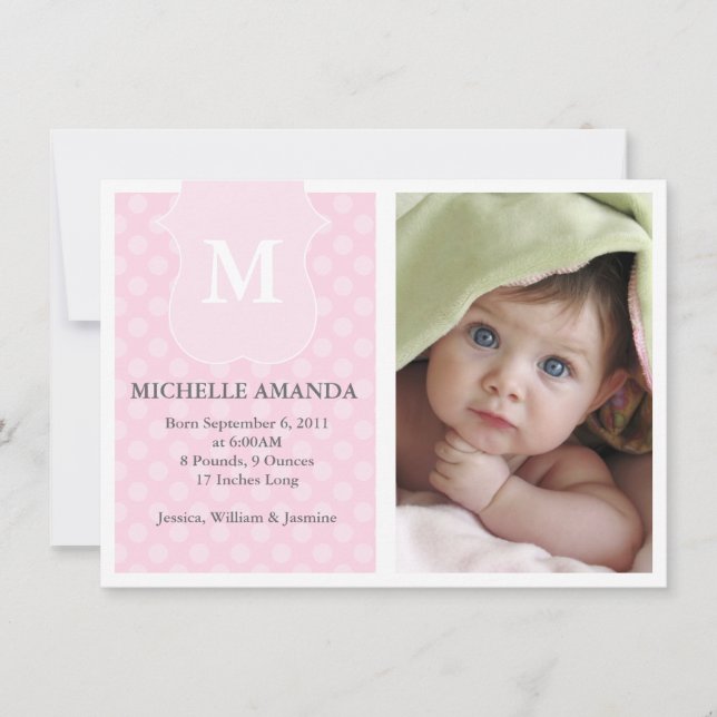 Polka Dot Birth Announcement (Front)